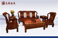 小叶红檀 富贵象头沙发6件套