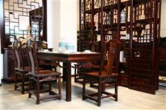鸿庭轩红木：红酸枝  明式餐台7件套