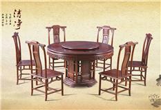 黑酸枝/非洲红酸枝  1.38米素面圆餐台配明式椅7件套