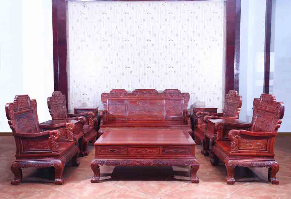 小叶红檀 荷花沙发十件套_红铁木豆(小叶红檀)_中山红满堂红木家具_买