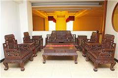 老挝大红酸枝  山水宝座沙发