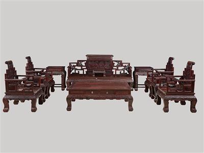 波记家具 ：印度小叶紫檀卷书沙发11件套