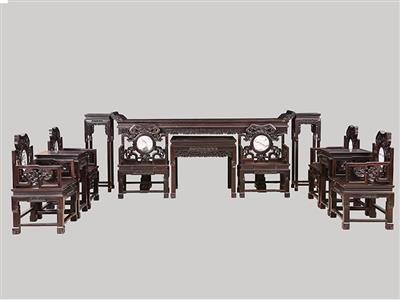波记家具：印度小叶紫檀灵芝中堂12件套