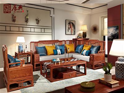 居典红木 刺猬紫檀 新中式尚结转角沙发