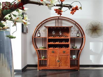 居典红木 刺猬紫檀 新中式圆融酒柜