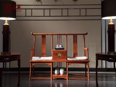 居典红木 刺猬紫檀 新中式圆融休闲椅