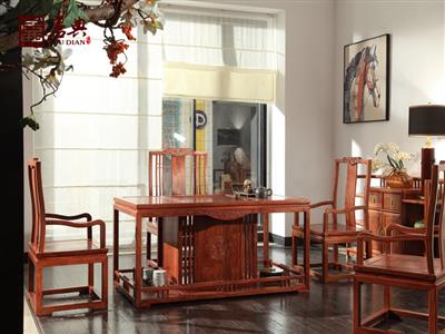 居典红木 刺猬紫檀 新中式悦几茶室
