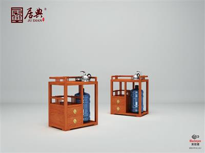 居典红木 刺猬紫檀 新中式悦几茶水车