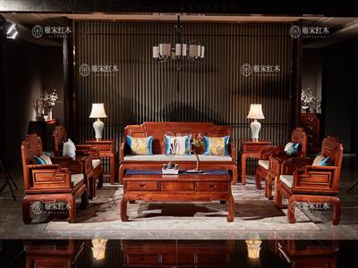 缅甸花梨沙发6件套